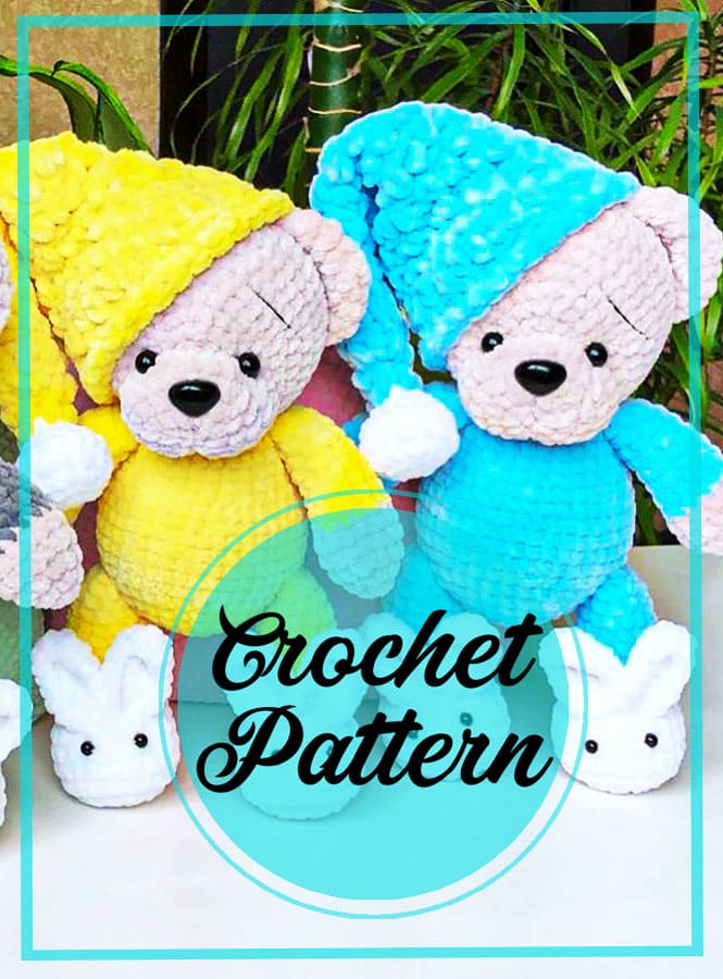 Crochet teddy bear in pajamas amigurumi pattern