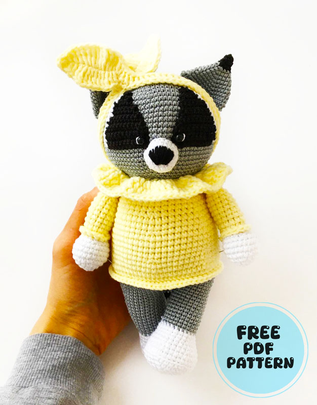 Sophia the Raccoon with Headband Amigurumi Pattern (2)