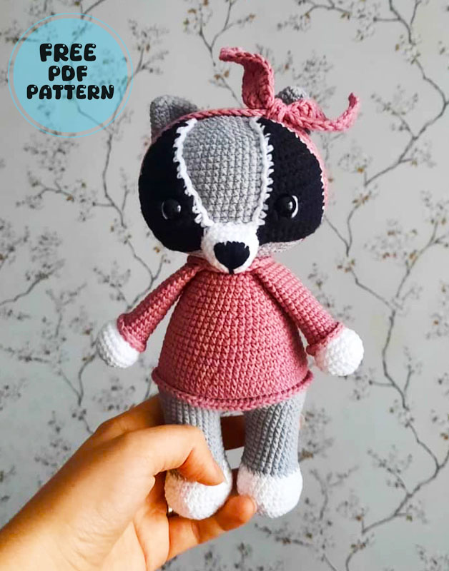 Sophia the Raccoon with Headband Amigurumi Pattern (3)
