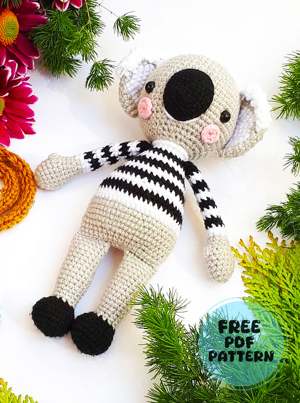 Wally the Striped Koala Crochet Free PDF Pattern (3)