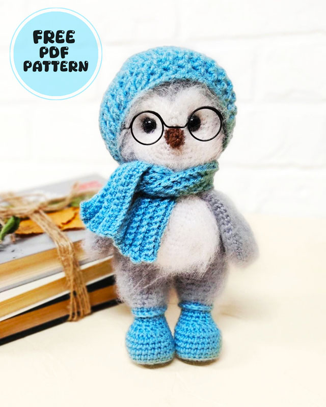 Amigurumi Puffy the Owl with Scarf and Hat Free Pattern (1)