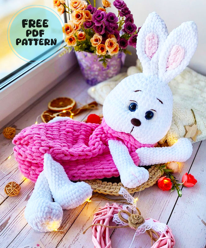 Pajama Plush Bunny PDF Crochet Free Pattern (3)