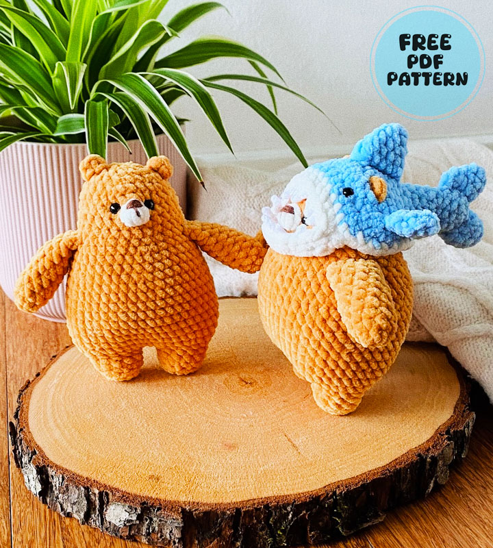 Bear with Shark Hat Plush Amigurumi Free Pattern (2)