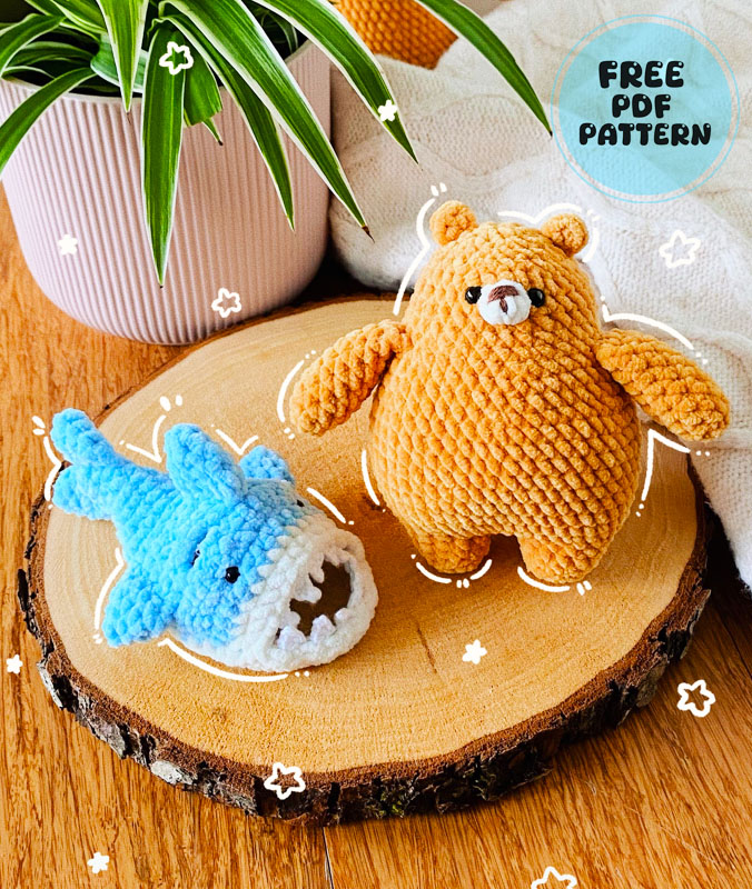 Bear with Shark Hat Plush Amigurumi Free Pattern (3)