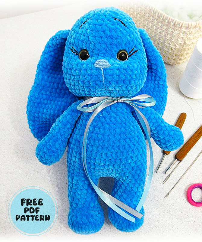Blue Plush Bunny Amigurumi PDF Crochet Pattern (2)