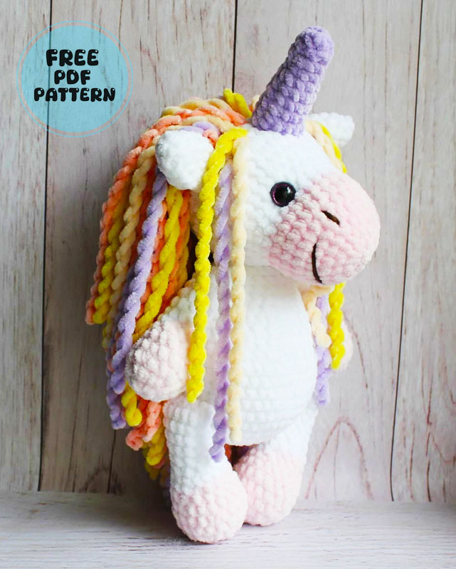 Plush Colorful Unicorn PDF Amigurumi Free Pattern (1)