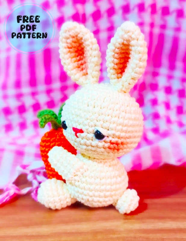 Milly Bunny Keychain with Carrot Amigurumi PDF Pattern (1)
