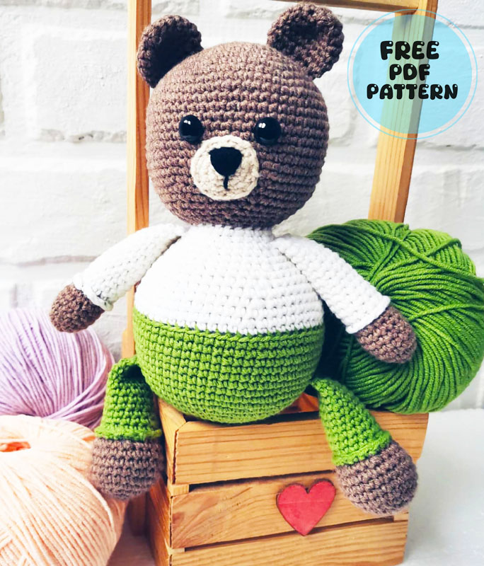 Barney the Bear in Green Pants Amigurumi Free Pattern (1)