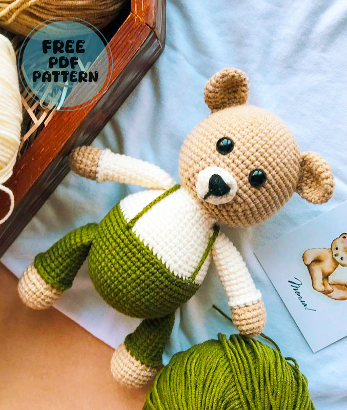 Barney the Bear in Green Pants Amigurumi Free Pattern (2)