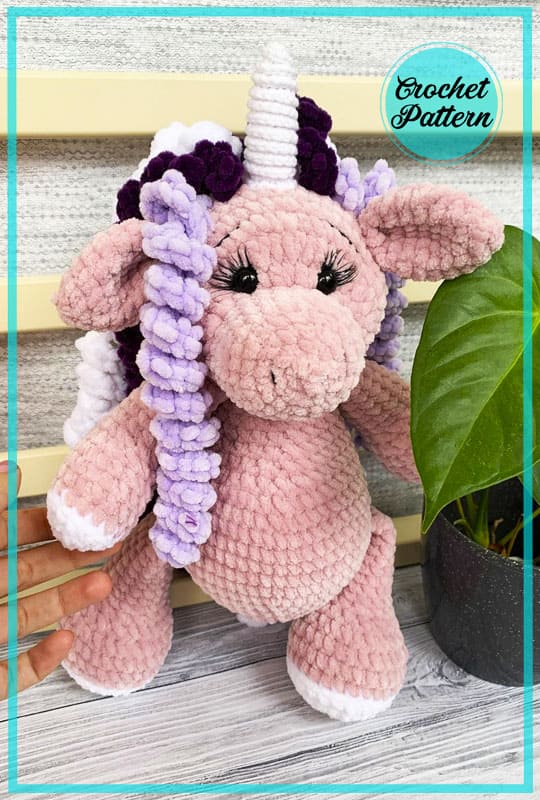 amigurumi Crochet Unicorn or pony with no horn special order colors available range of mane colors