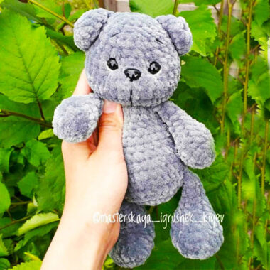 Plush Grey Teddy Bear PDF Crochet Pattern (1)