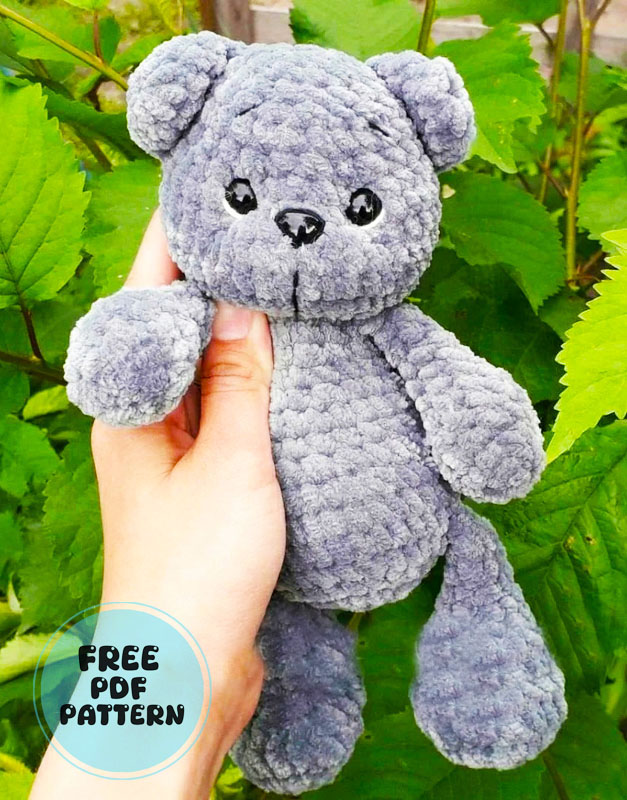 Plush Grey Teddy Bear PDF Crochet Pattern