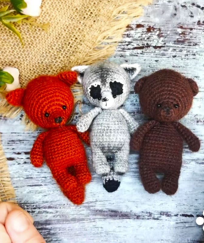 Raccoon and Bear PDF Keychain Amigurumi Crochet Pattern