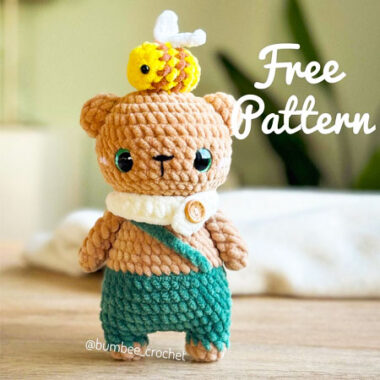 Teddy Bear in Overalls with Bee Amigurumi PDF Pattern (2)