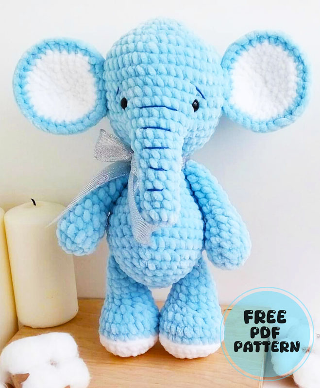 Plush Velvet Elephant Evelyn Free PDF Crochet Pattern 1