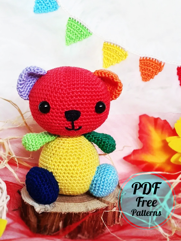 Crochet Rainbow Bear Amigurumi PDF Pattern