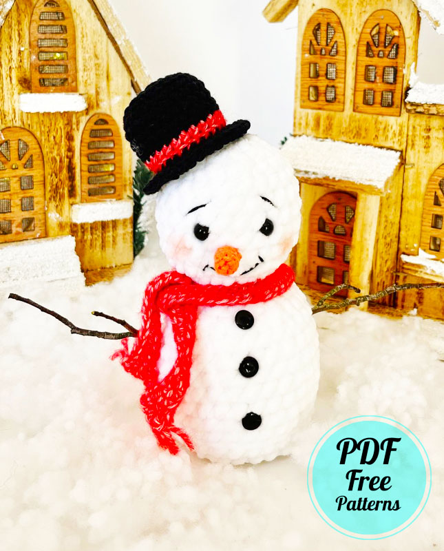 Plush Little Snowman Crochet PDF Free Pattern (2)