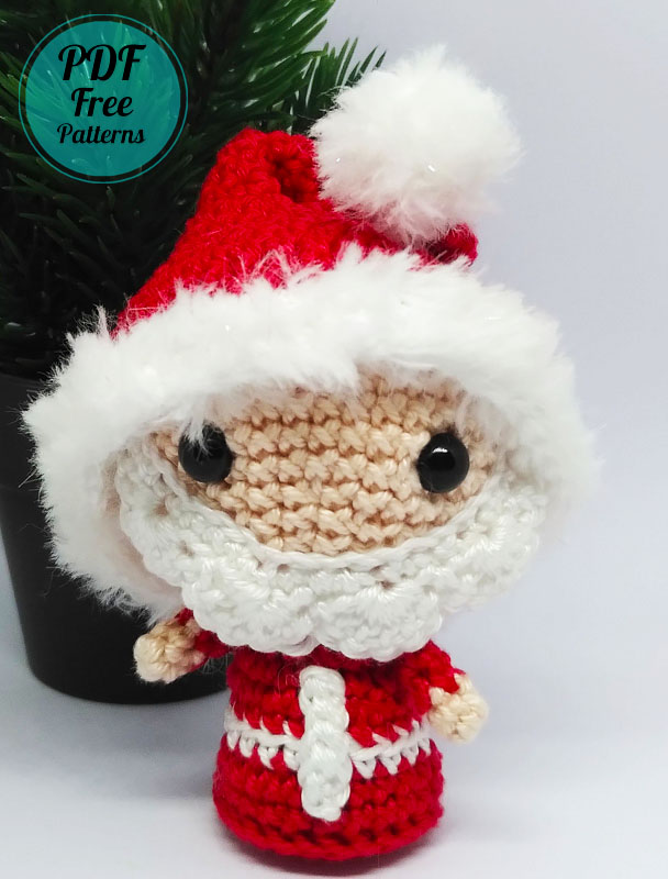 Little Keychain Santa Claus Crochet Amigurumi PDF Pattern (3)