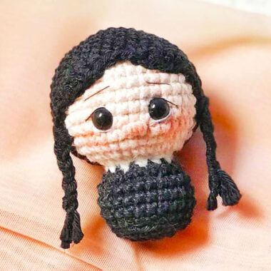 Wednesday Addams Keychain Crochet Doll PDF Pattern (2)