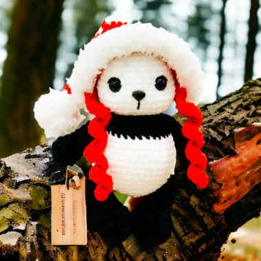 Plush Crochet Panda with Christmas Hat PDF Pattern (1)