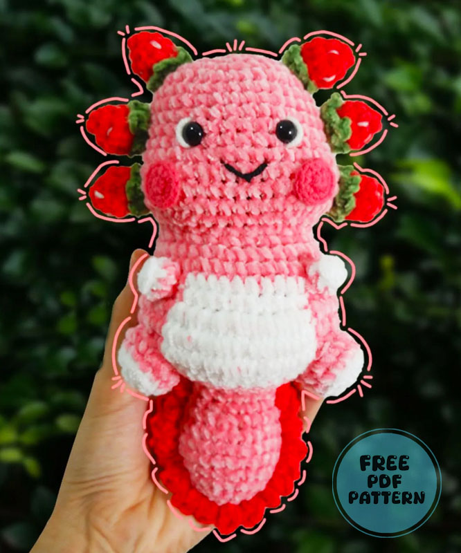 Axolotl Strawberry Crochet PDF Free Pattern