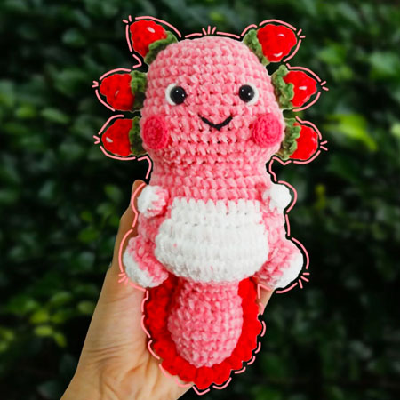 Axolotl Strawberry Crochet PDF Free Pattern