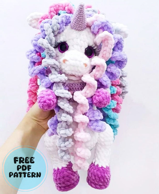 Big Plush Unicorn Elona Amigurumi PDF Free Pattern 1