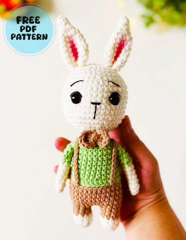 Bunny Jorge in Overalls Crochet PDF Free Pattern
