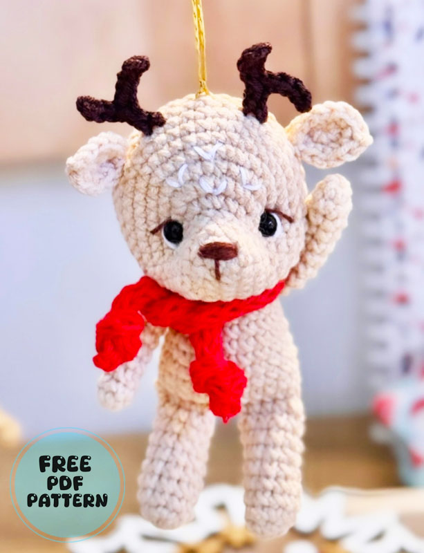 Christmas Gift Crochet Deer Ornament Free Pattern 1