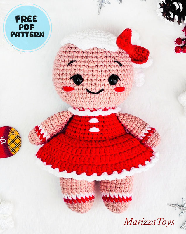 Gingerbread Girl Crochet Doll PDF Pattern