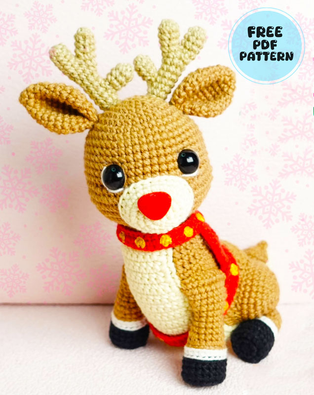 Harnessed Crochet Reindeer Free PDF Pattern