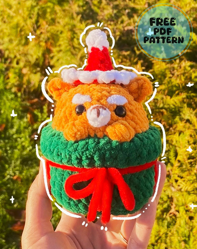 Shiba Inu and Polar Bear Crochet Christmas Present Pattern