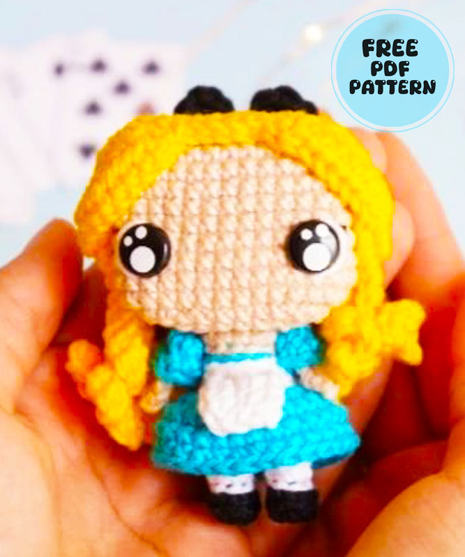 Alice in Wonderland Crochet Keychain PDF Pattern
