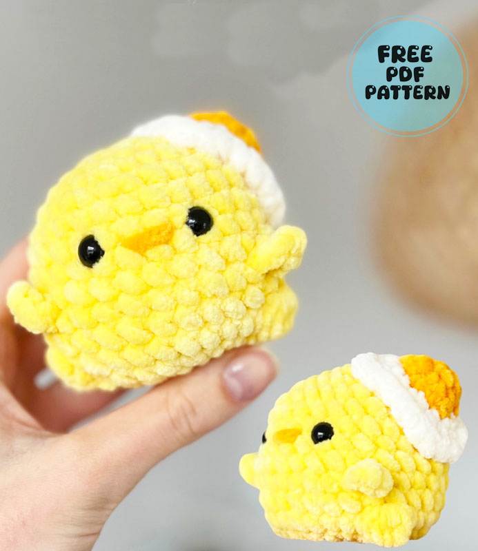 Chick with Fried Egg Hat Free Amigurumi Pattern