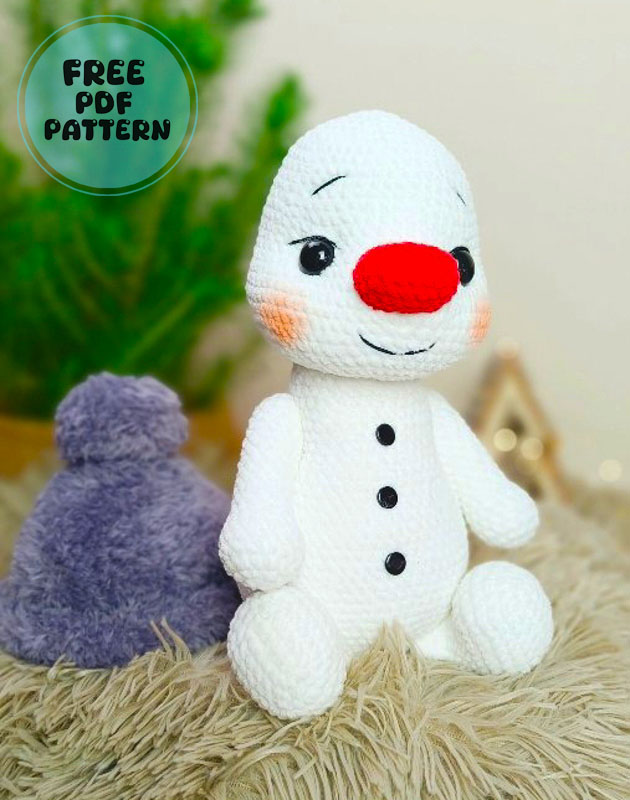 Christmas Snowman with Plush Hat Free PDF Amigurumi Pattern