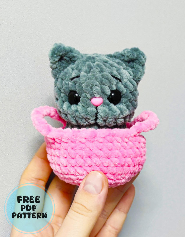 Baby Kitten in the Basket PDF Amigurumi Pattern