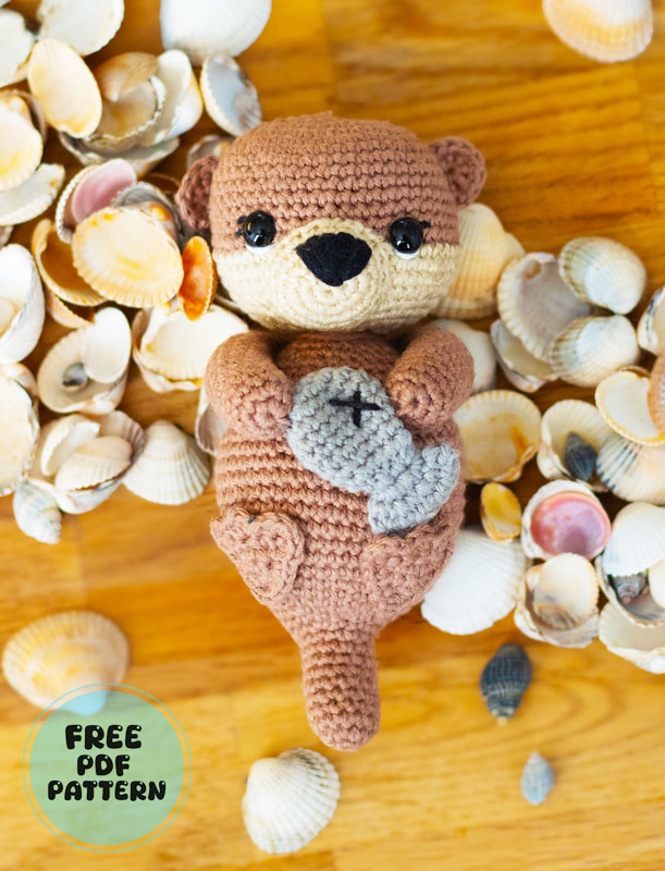 Crochet Mini Otter with Fish PDF Pattern