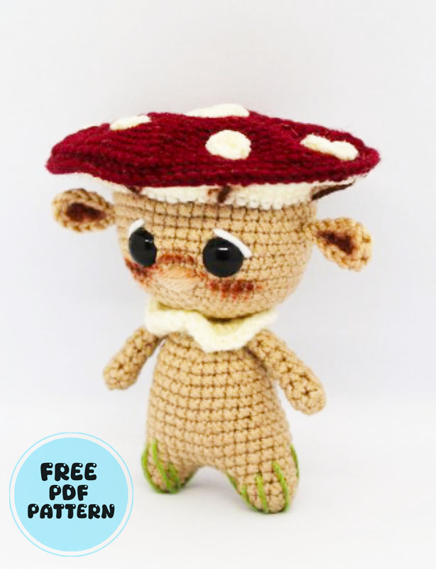 Crochet Doll wtih Mushroom Hat PDF Free Pattern