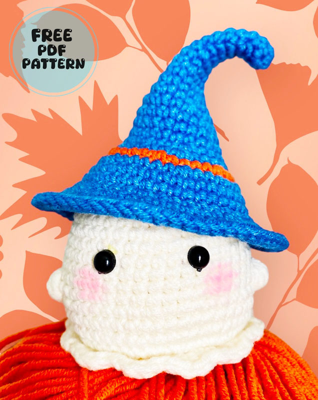 Ghostie with Blue Witch Hat Amigurumi PDF Pattern