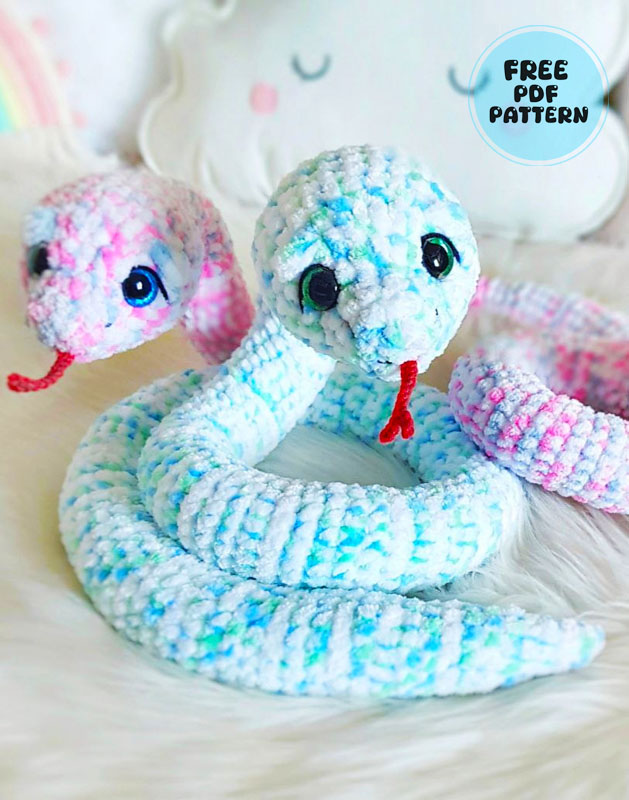 Plush Crochet Snake Free Amigurumi Pattern