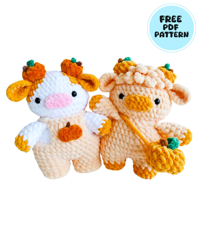 Plush Pumpkin Cow Crochet PDF Free Pattern