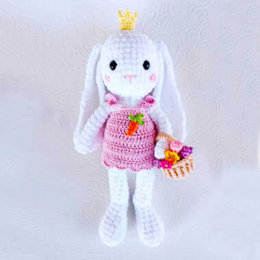Crochet Easter Bunny with Dress and Basket Free Pattern (1)